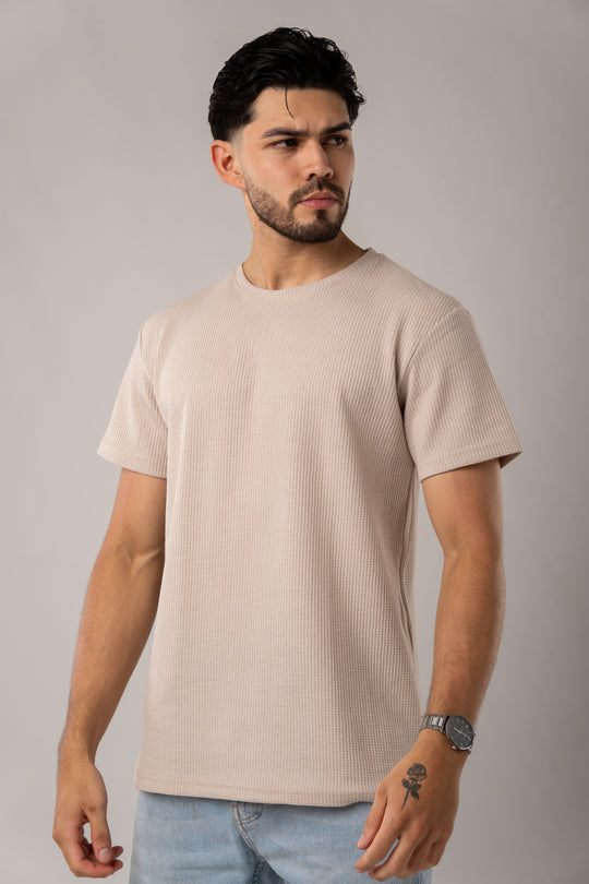 T-Shirt Text Q Beige