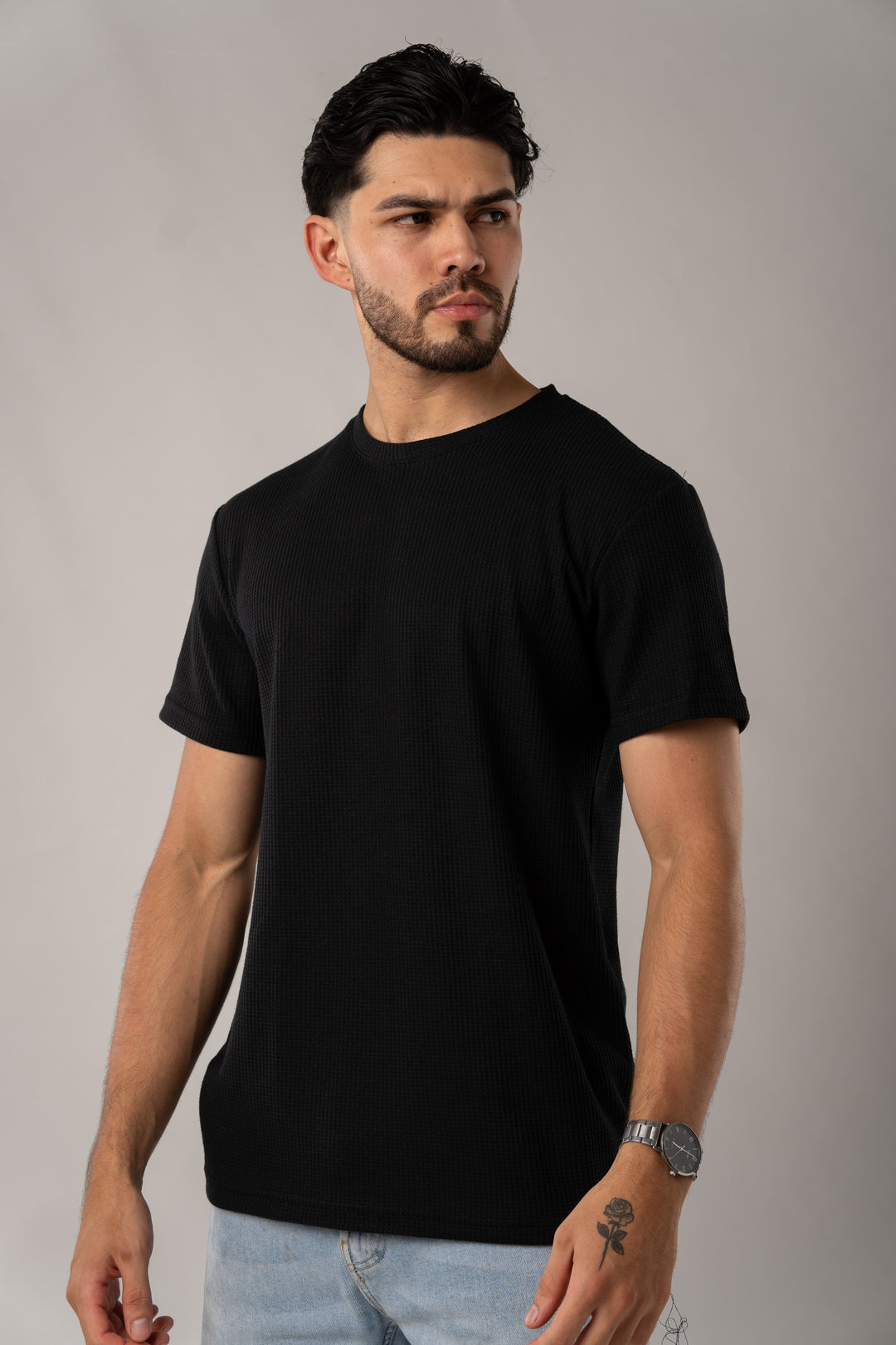 T-Shirt Text Q Negro