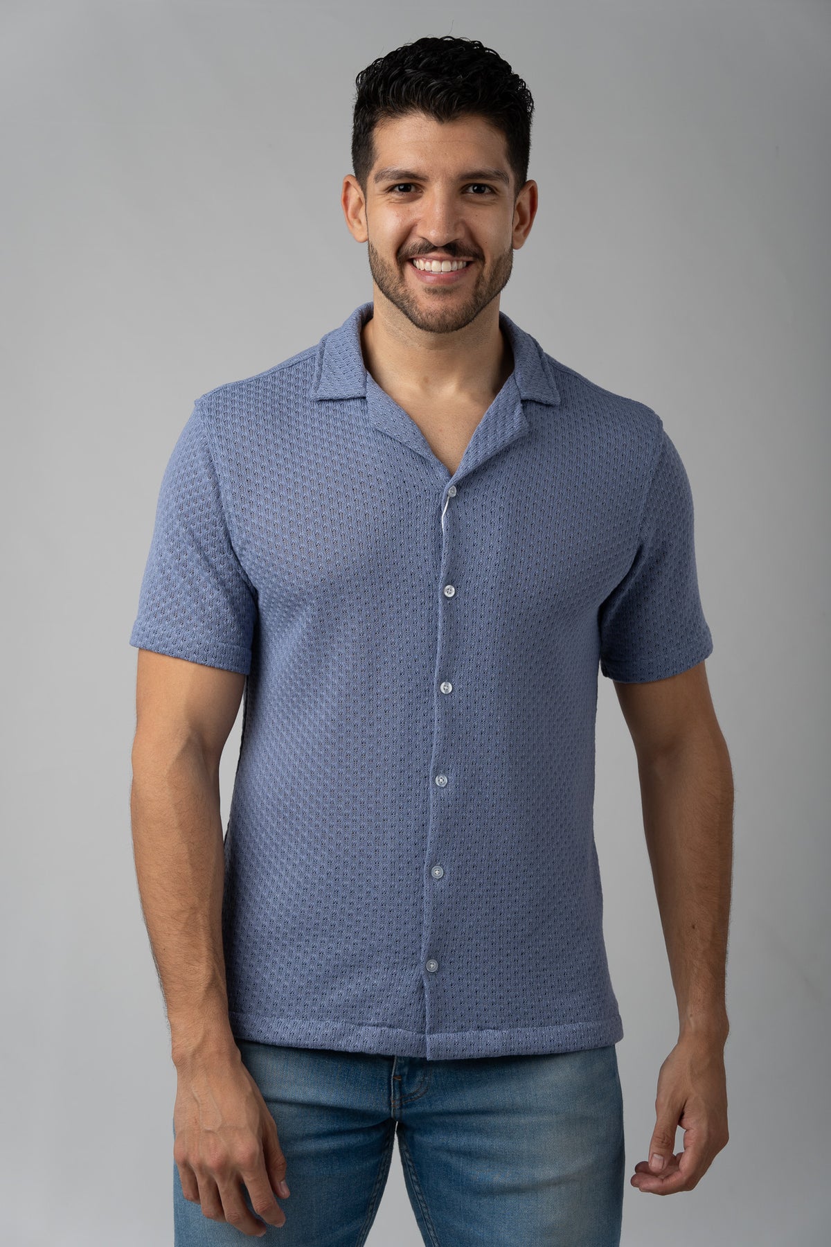 Camisa Over Tejida Mc Celeste - Voszmen