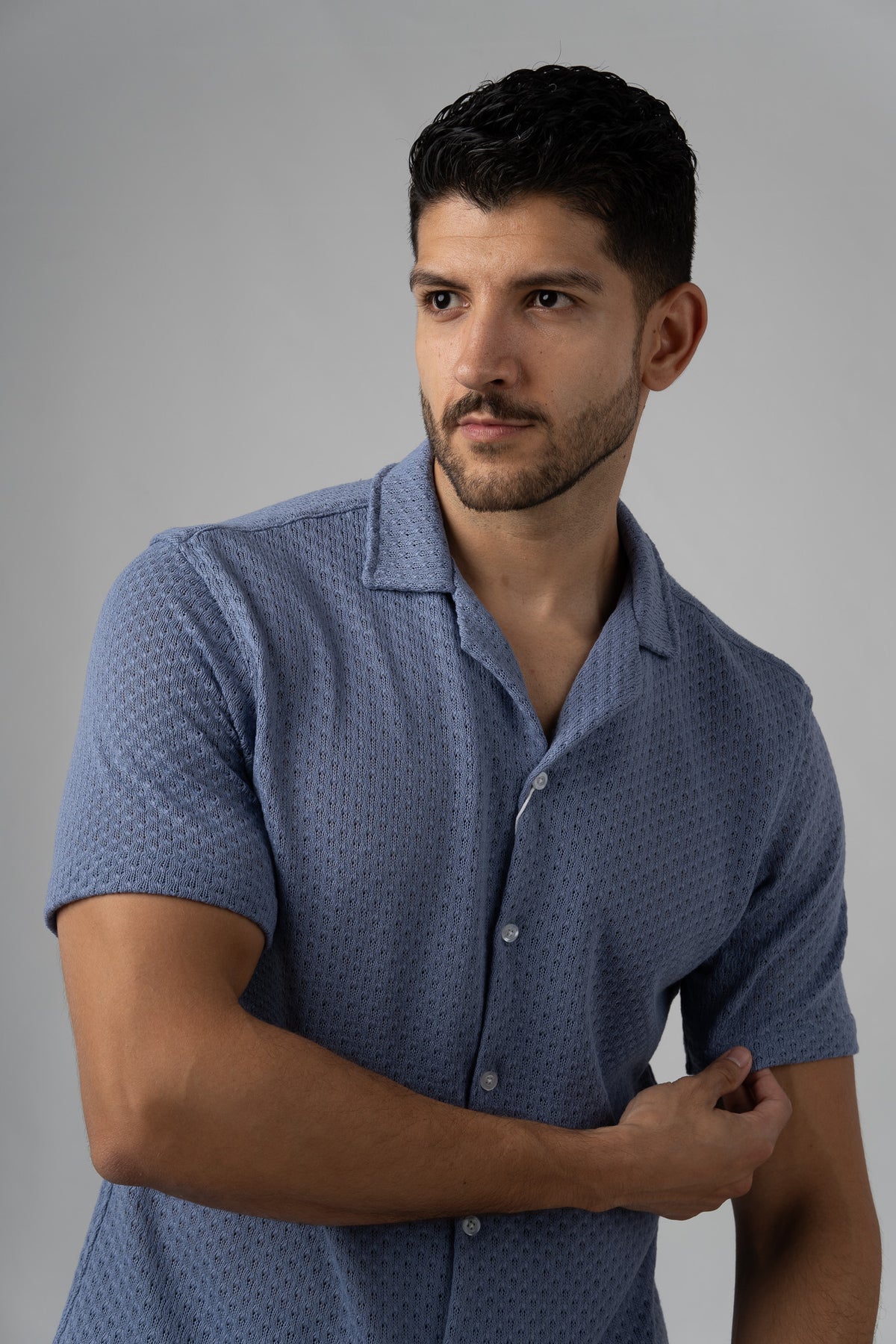 Camisa Over Tejida Mc Celeste - Voszmen