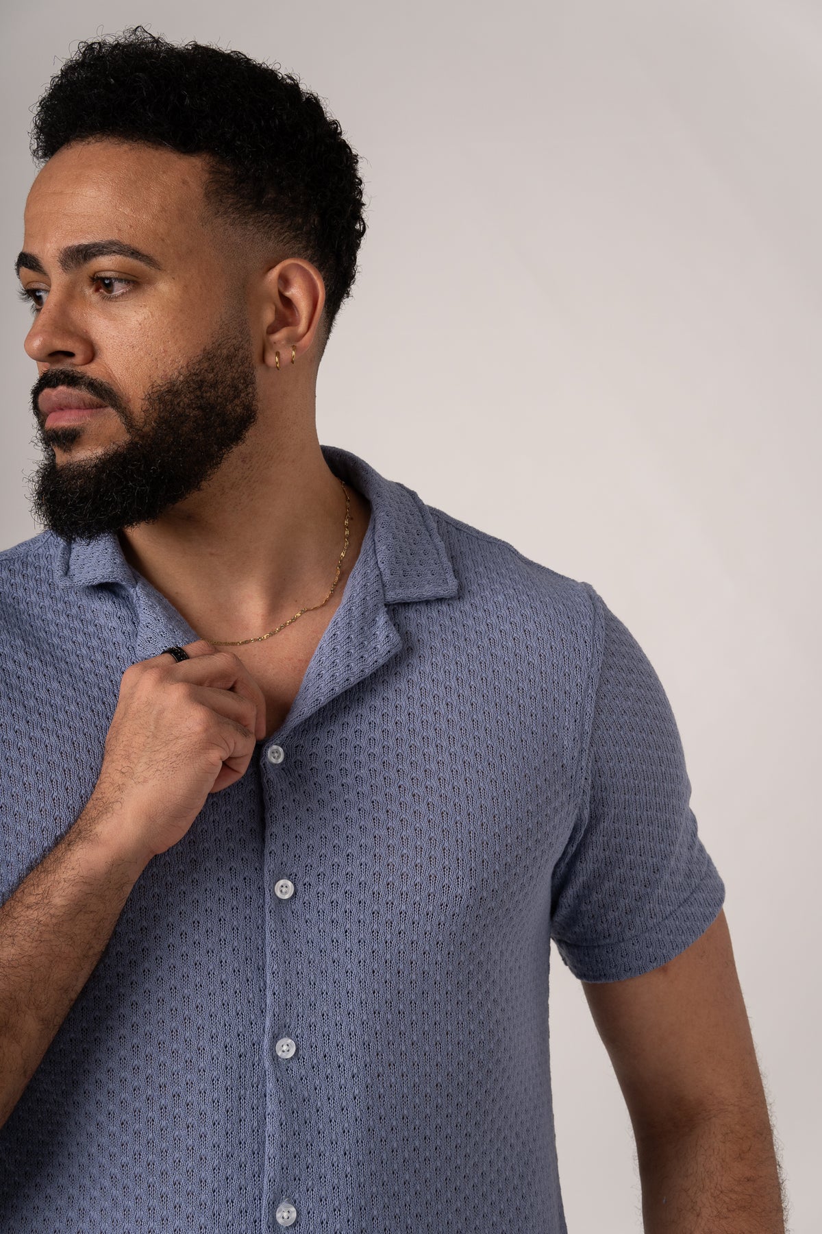 Camisa Over Tejida Mc Celeste - Voszmen