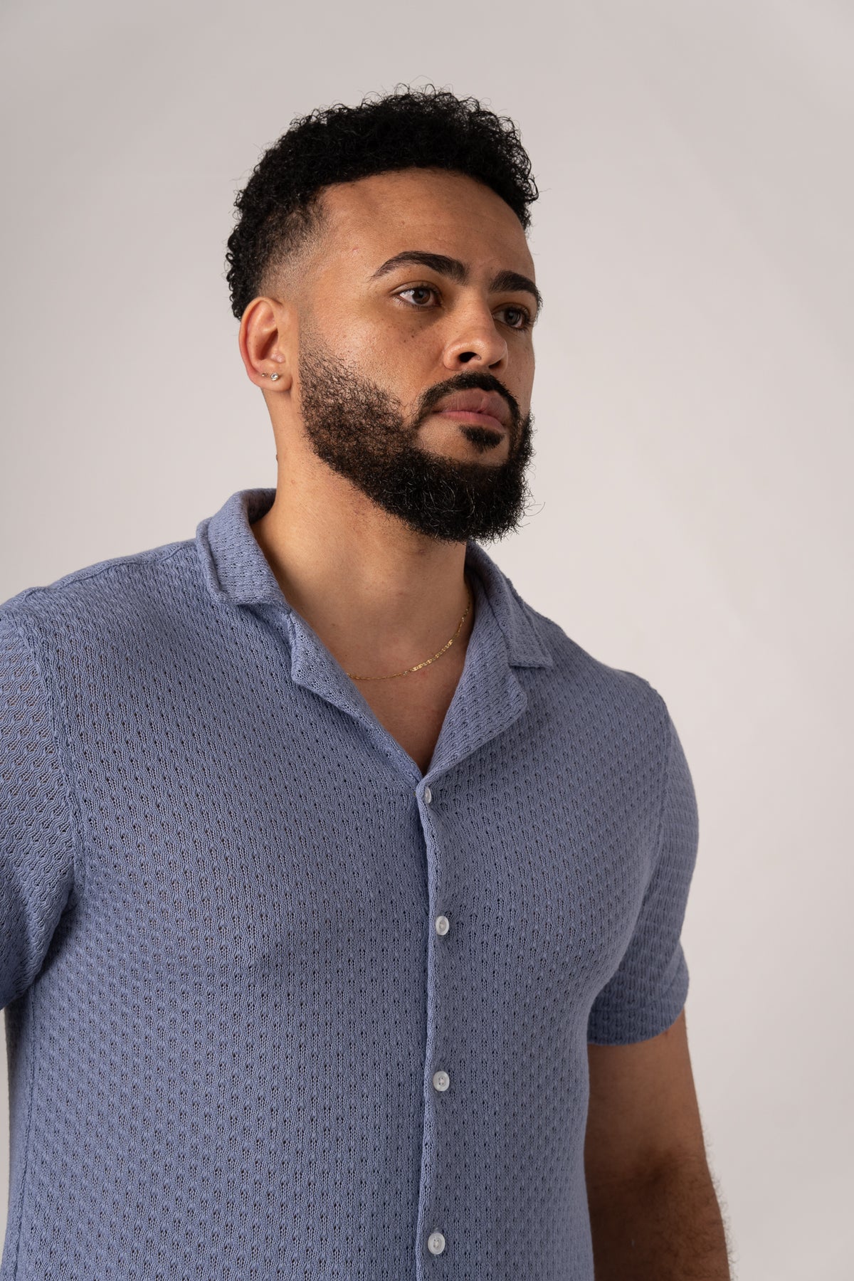 Camisa Over Tejida Mc Celeste - Voszmen