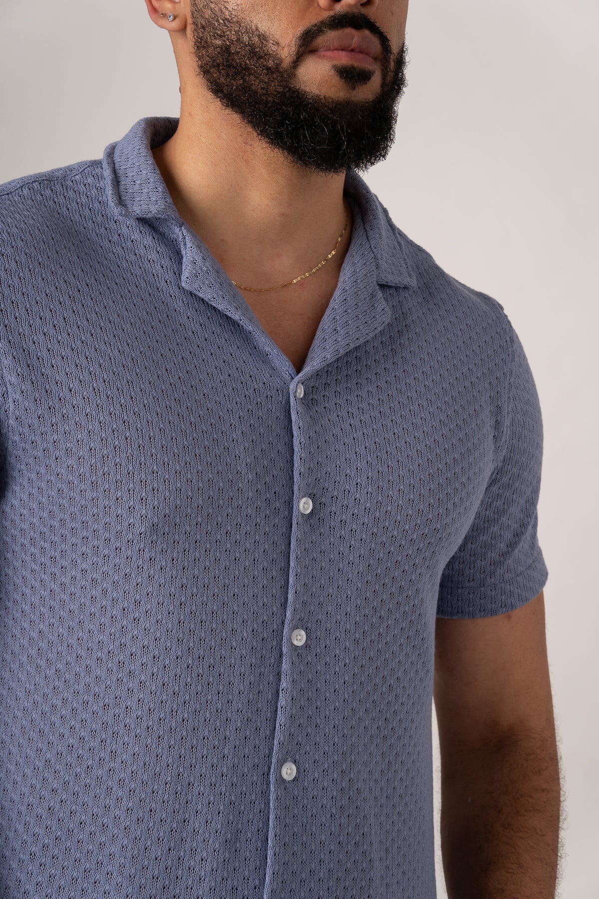 Camisa Over Tejida Mc Celeste - Voszmen