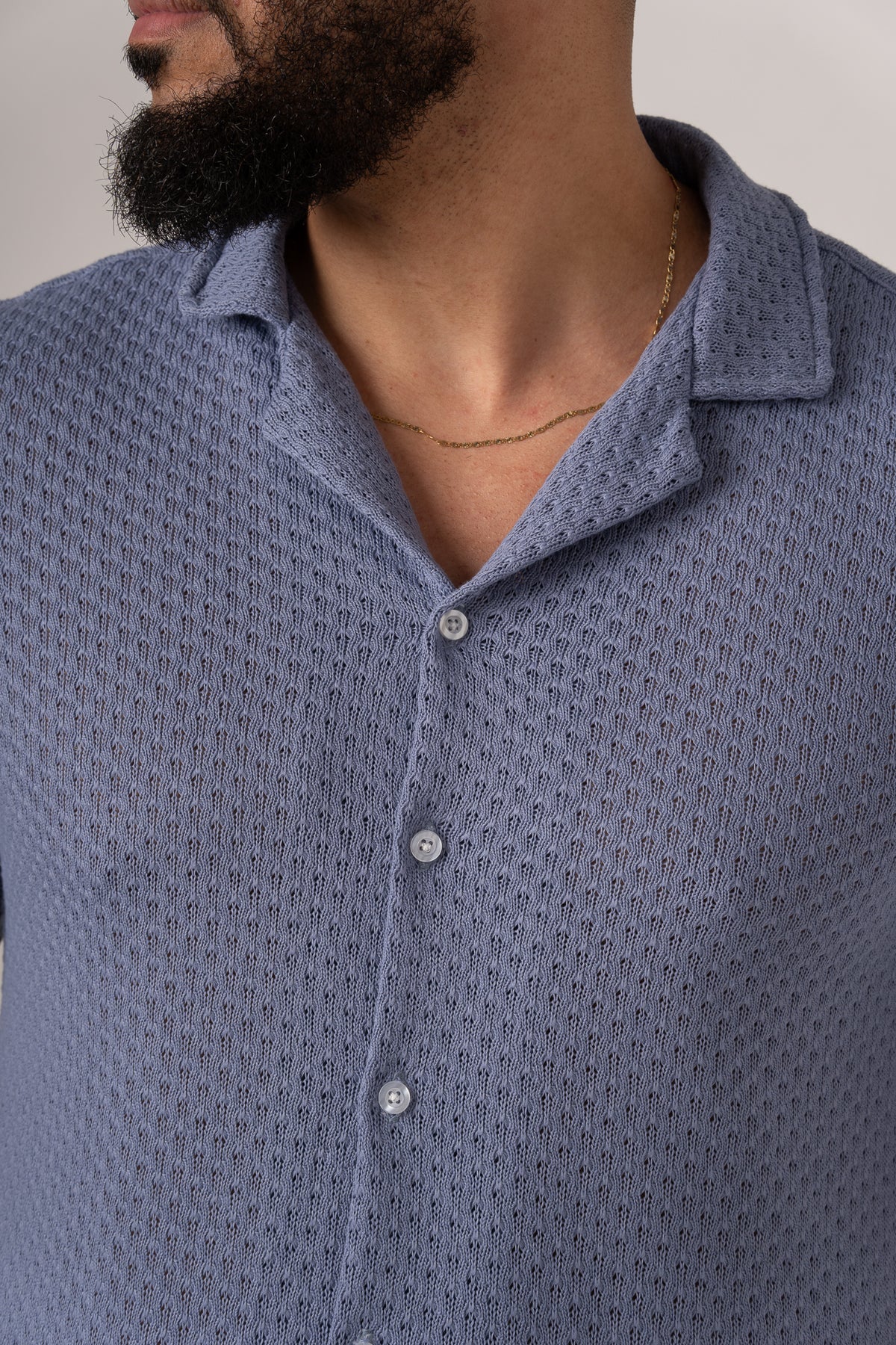 Camisa Over Tejida Mc Celeste - Voszmen