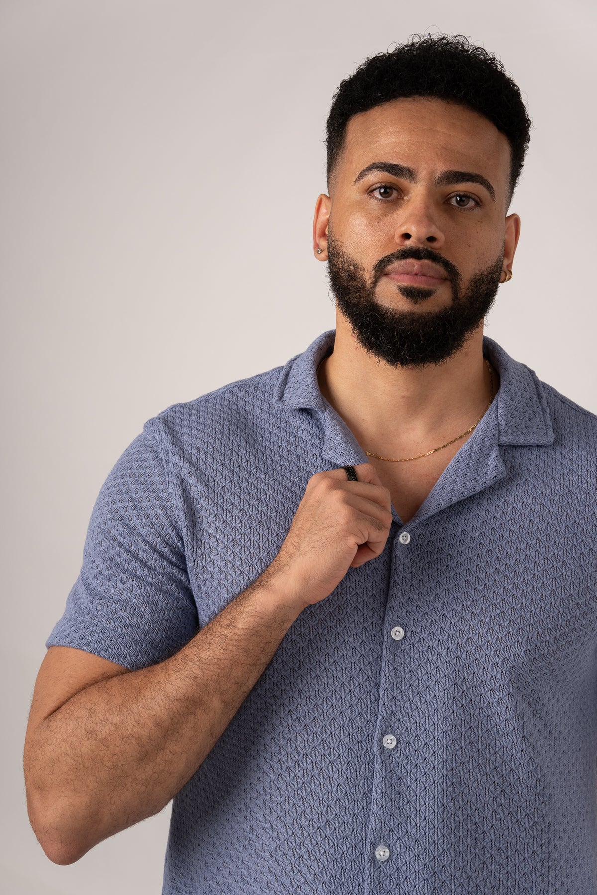 Camisa Over Tejida Mc Celeste - Voszmen