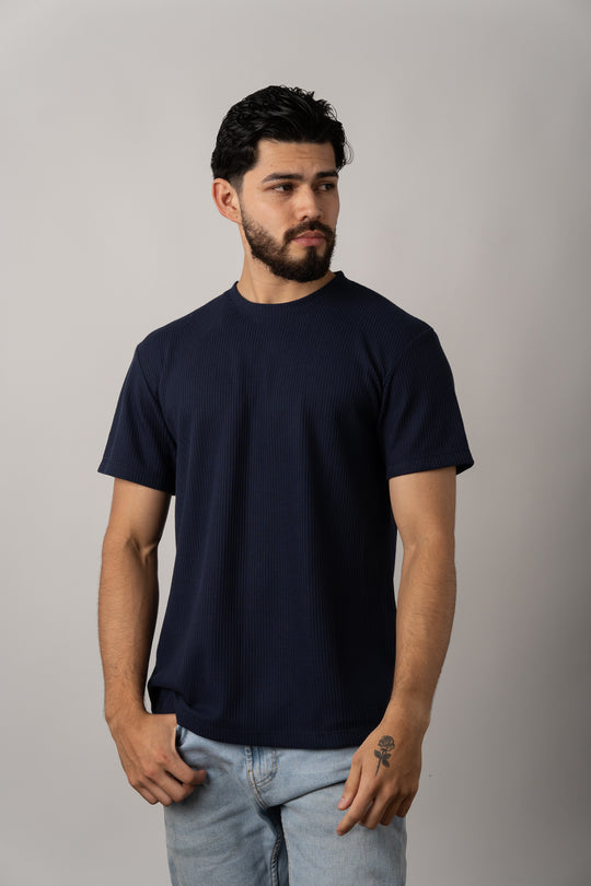 T-Shirt Text Q Azul Navy