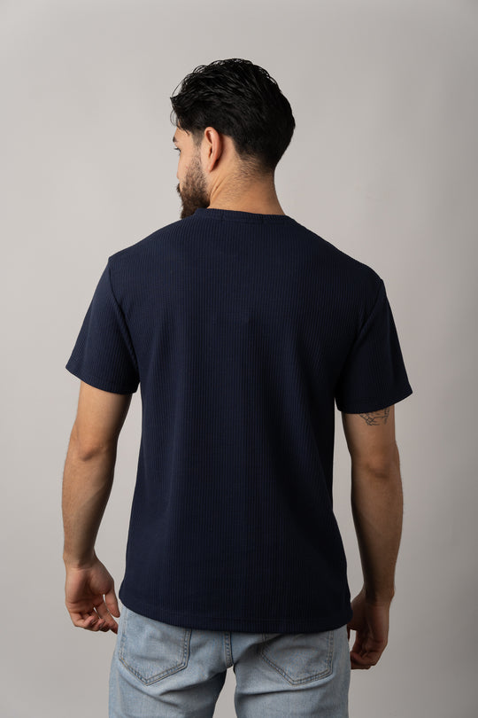 T-Shirt Text Q Azul Navy