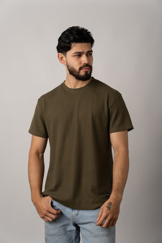 T-Shirt Text Q Verde Musgo