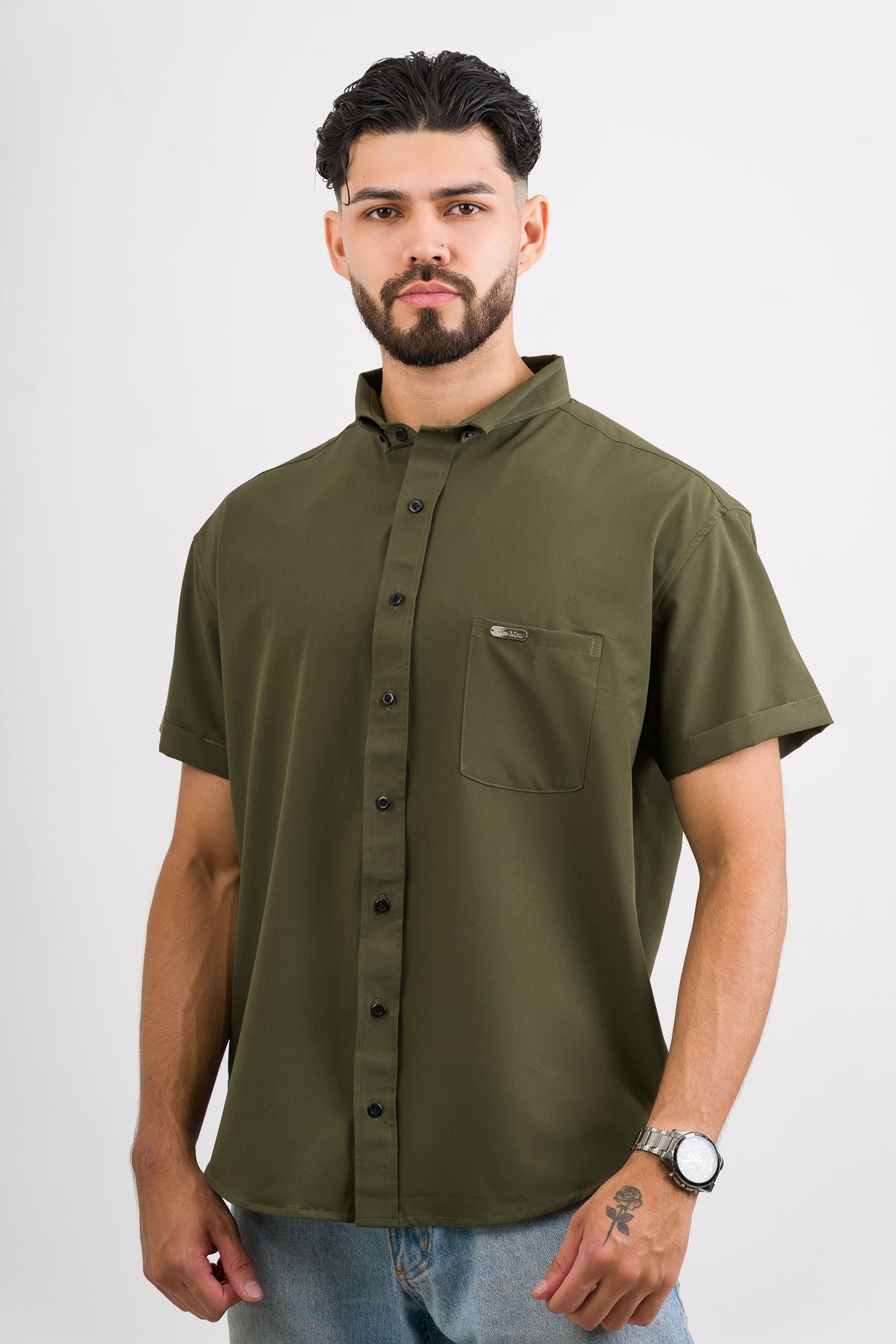 Camisa Button Triple Musg Green - Voszmen