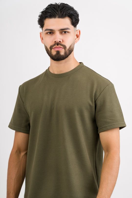 T-Shirt Text Q Verde Musgo