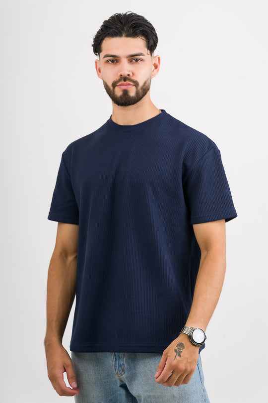 T-Shirt Text Q Azul Navy