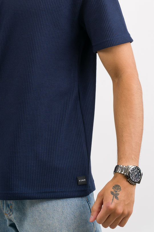 T-Shirt Text Q Azul Navy