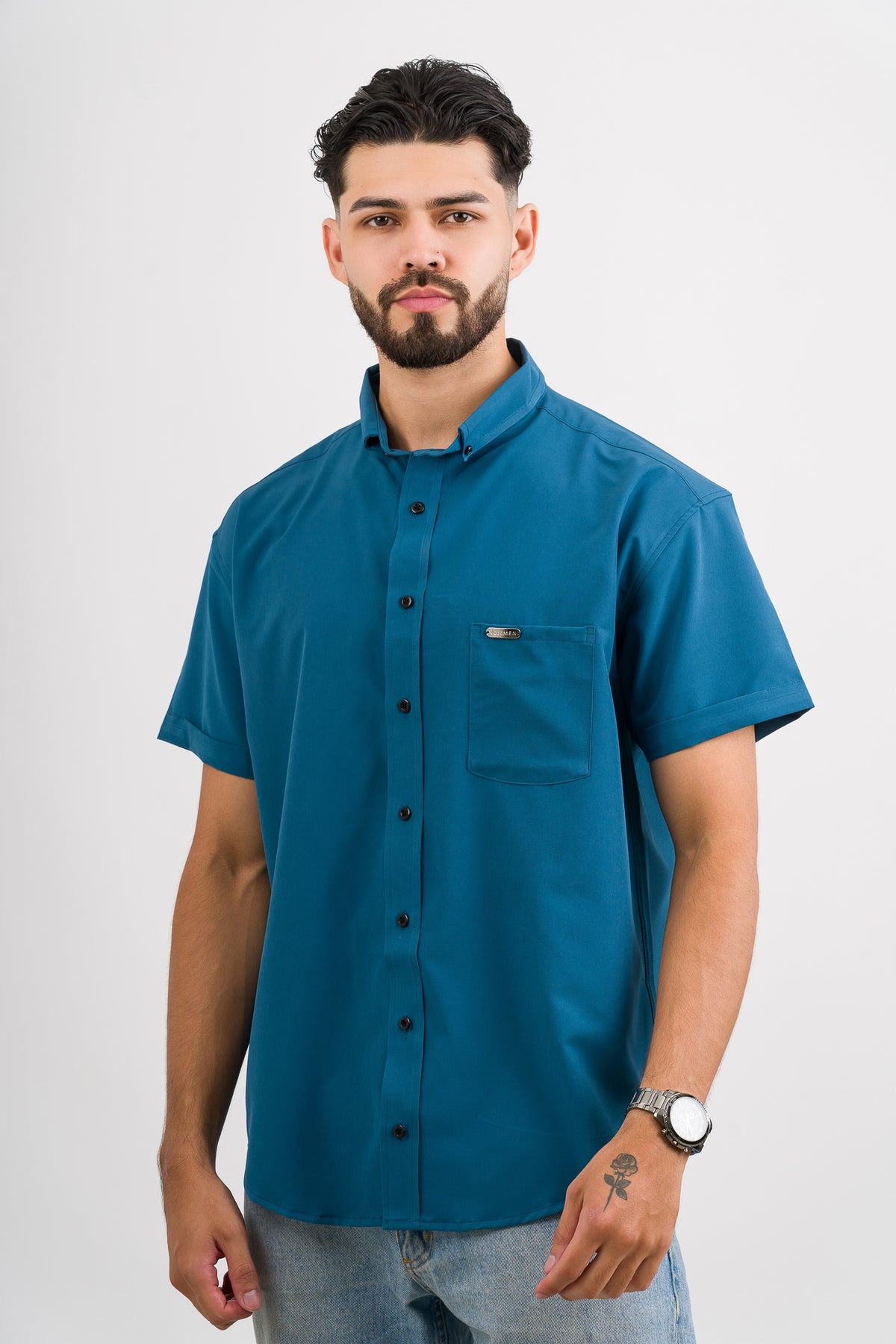 Camisa Button Triple Turquesa O - Voszmen