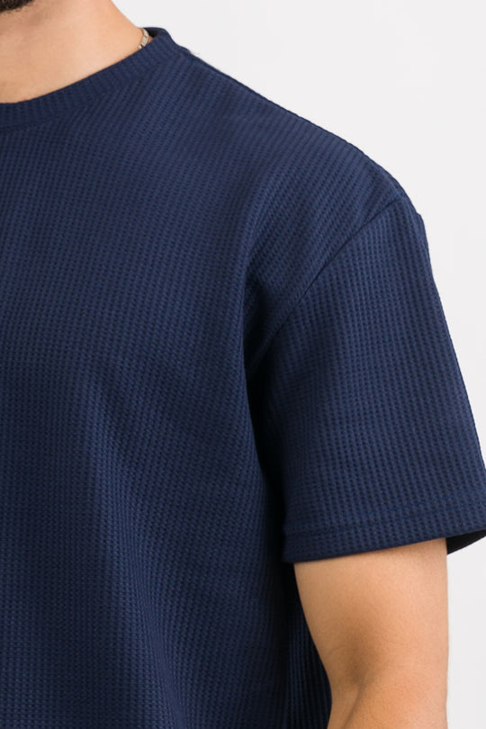 T-Shirt Text Q Azul Navy