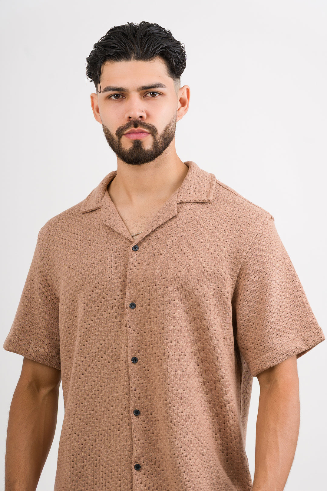 Camisa Over Tejida Mc Café