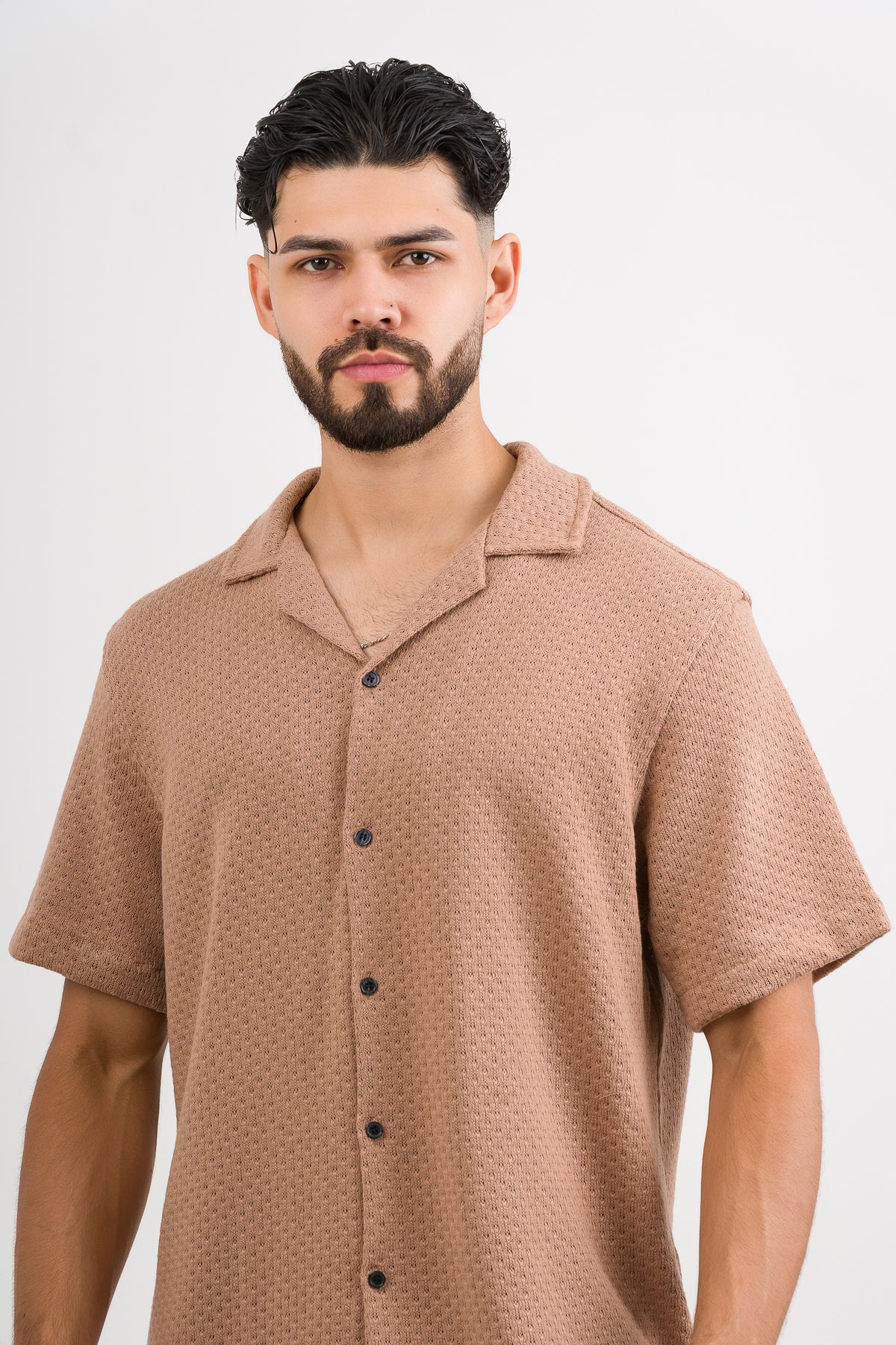 Camisa Over Tejida Mc Café - Voszmen