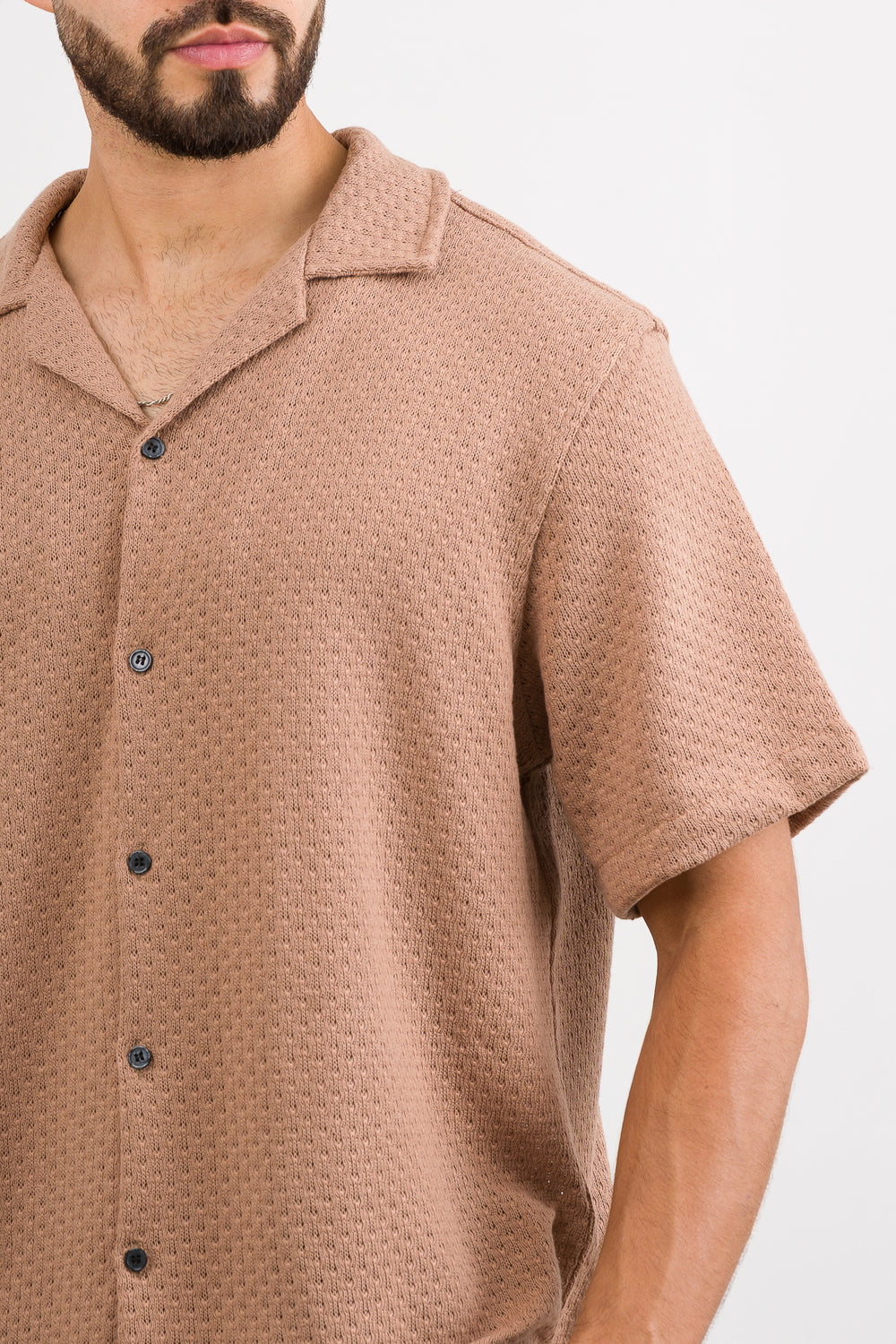 Camisa Over Tejida Mc Café