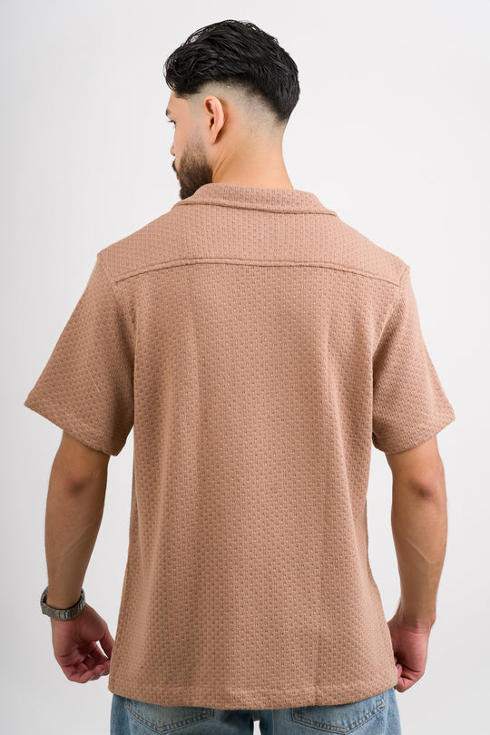 Camisa Over Tejida Mc Café