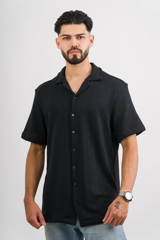 Camisa Over Tejida Mt Negra