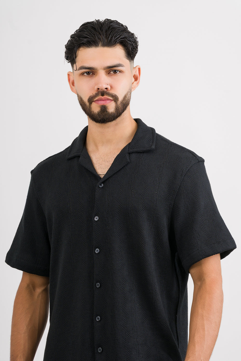 Camisa Over Tejida Mt Negra