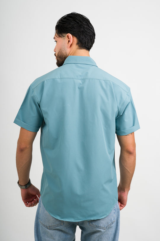 Camisa Button Triple Celeste