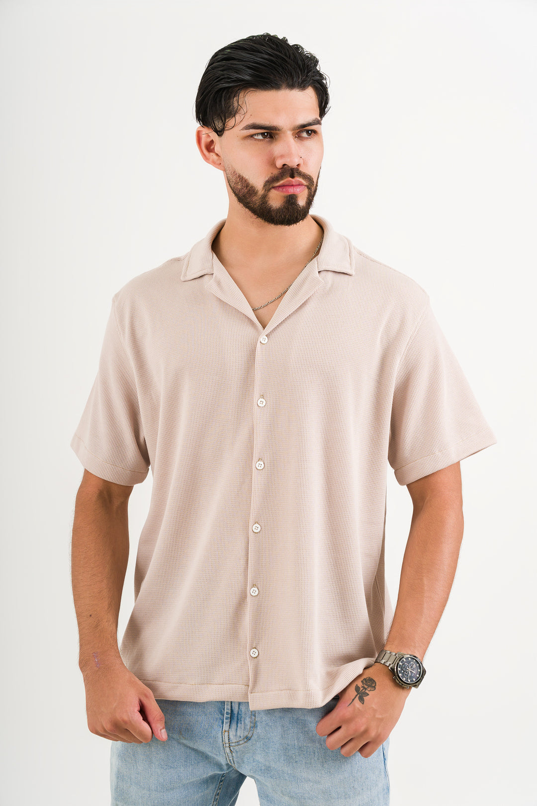 Camisa Text M beige