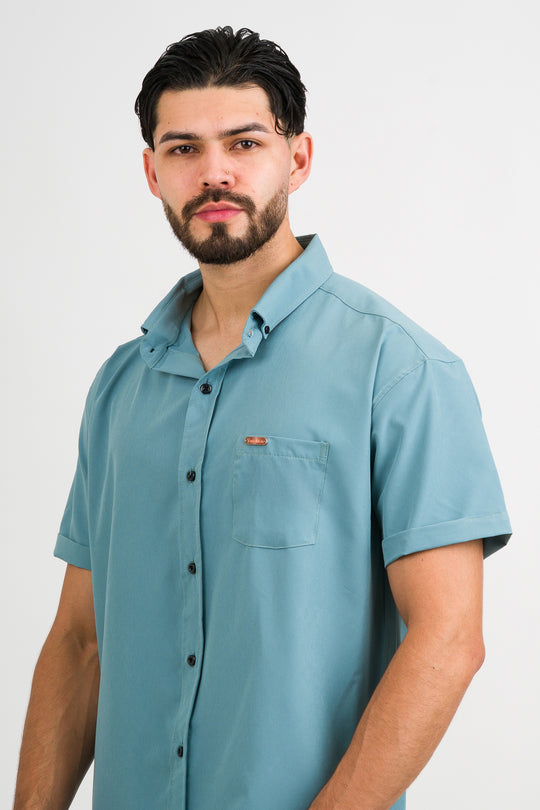 Camisa Button Triple Celeste