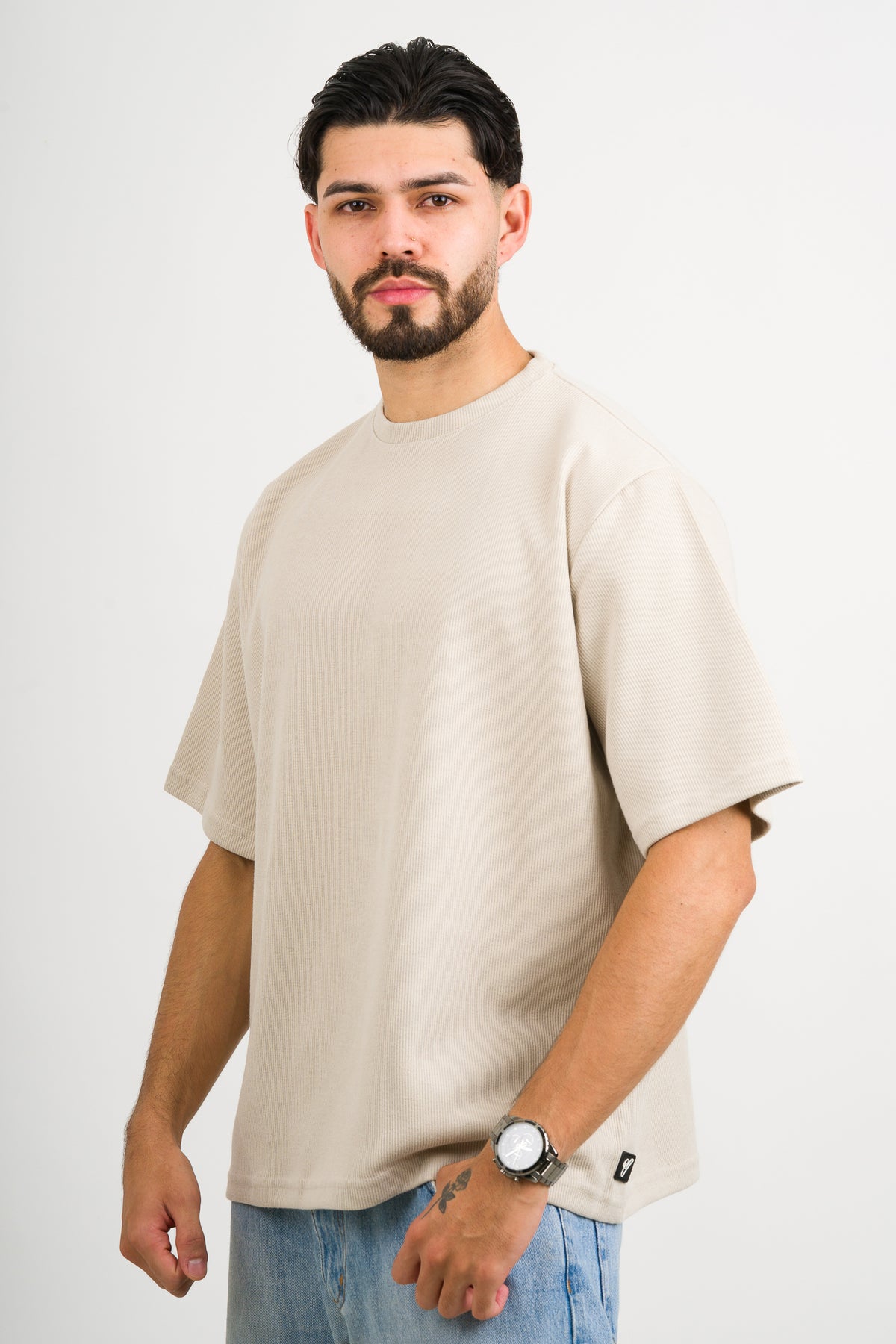T-Shirt Over Text W beige - Voszmen