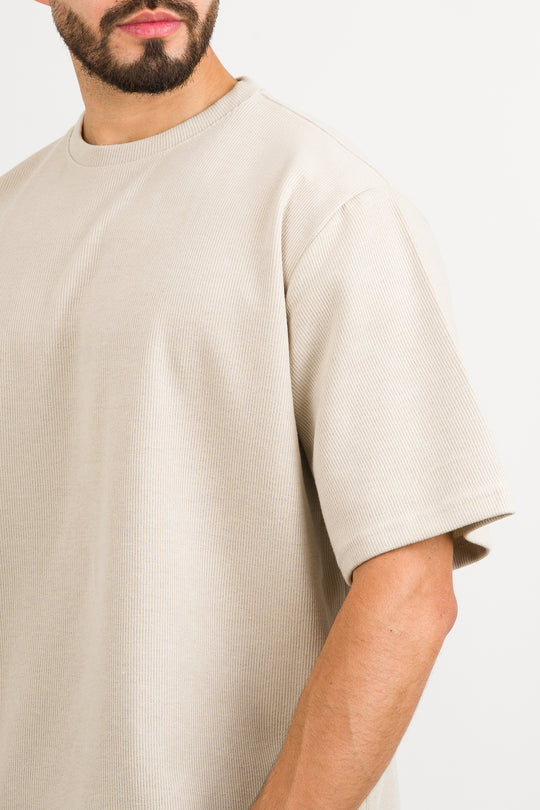 T-Shirt Over Text W beige