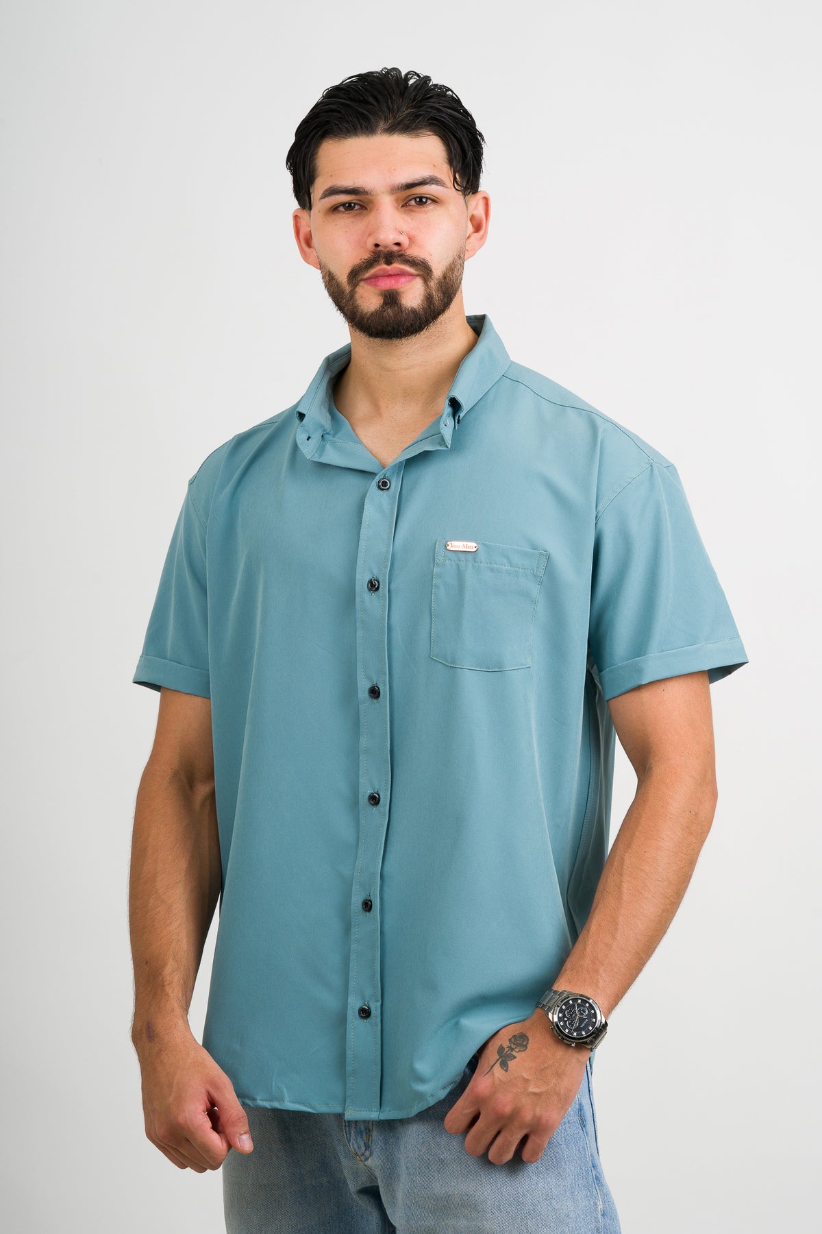 Camisa Button Triple Celeste - Voszmen