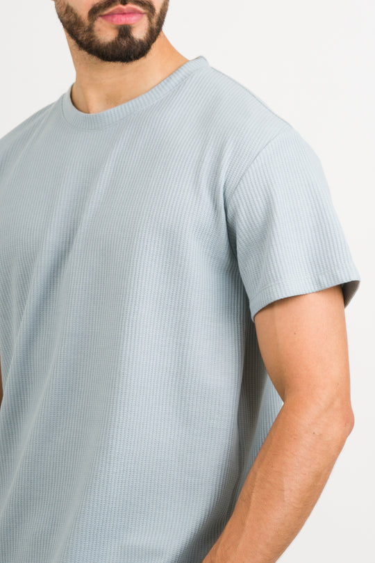 T-Shirt Text Q Celeste Pastel - Voszmen