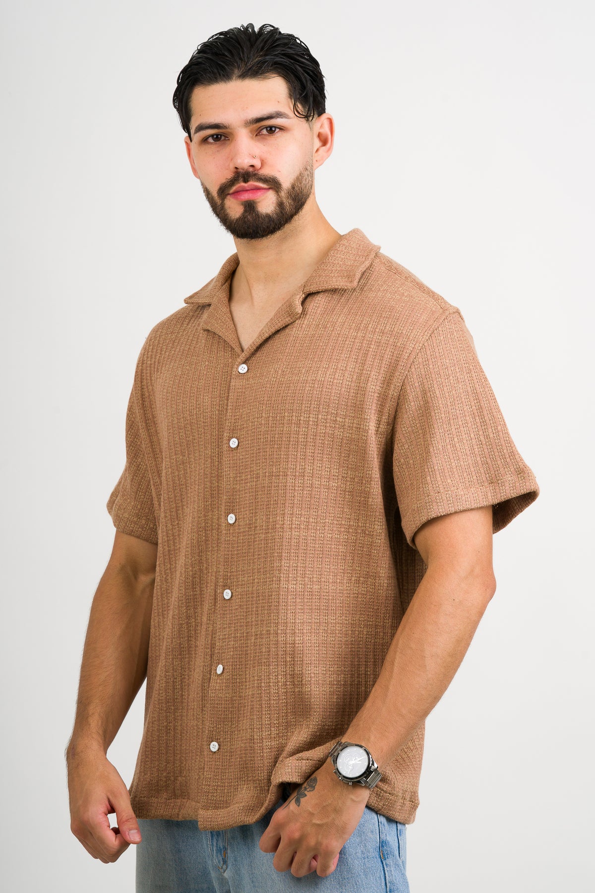 Camisa Over Tejida Md Café - Voszmen