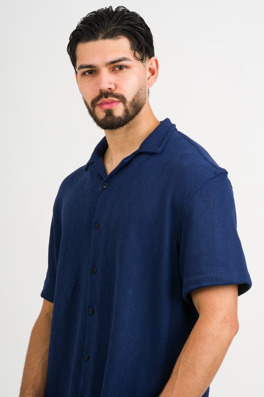 Camisa Over Tejida Mt Azul