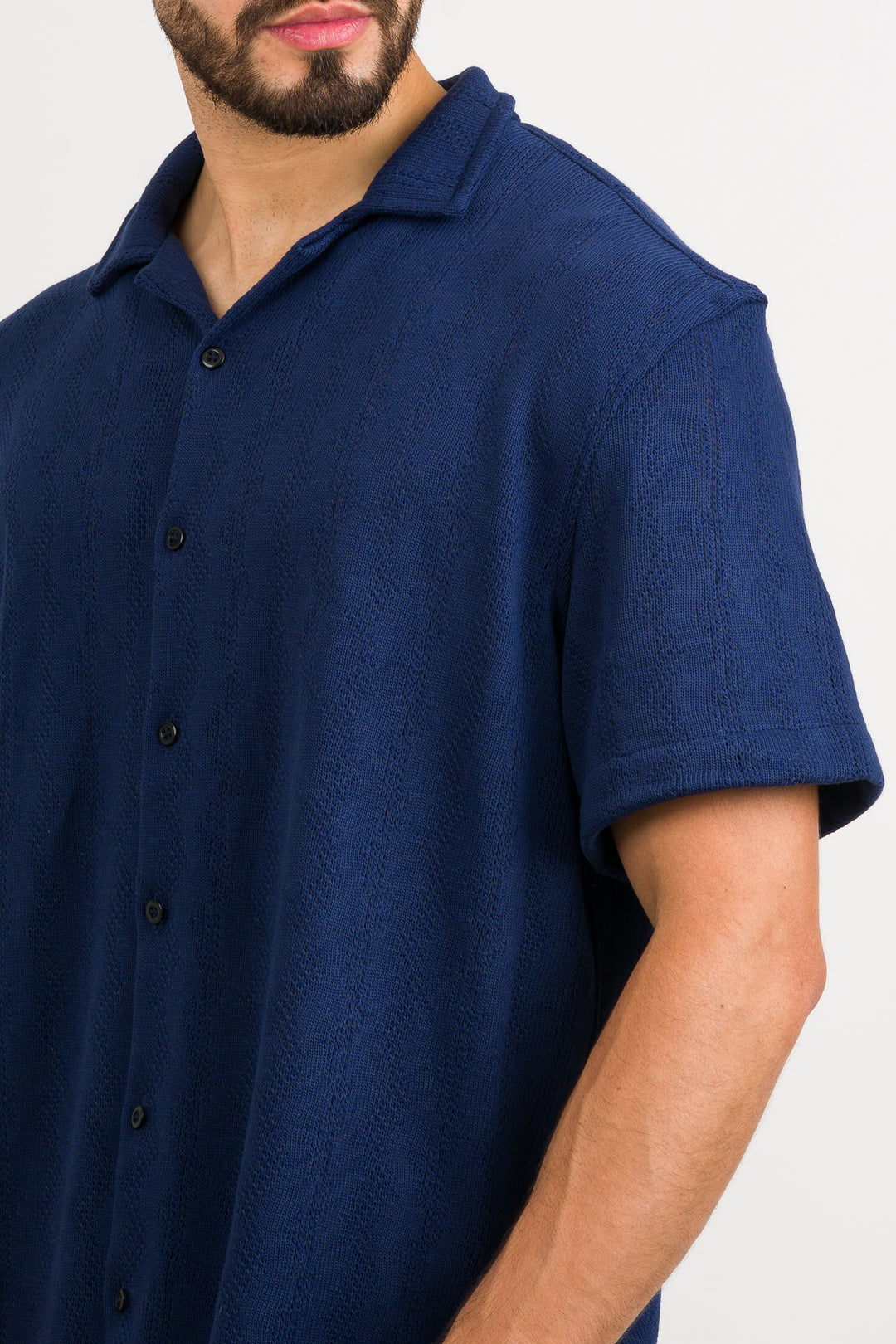 Camisa Over Tejida Mt Azul