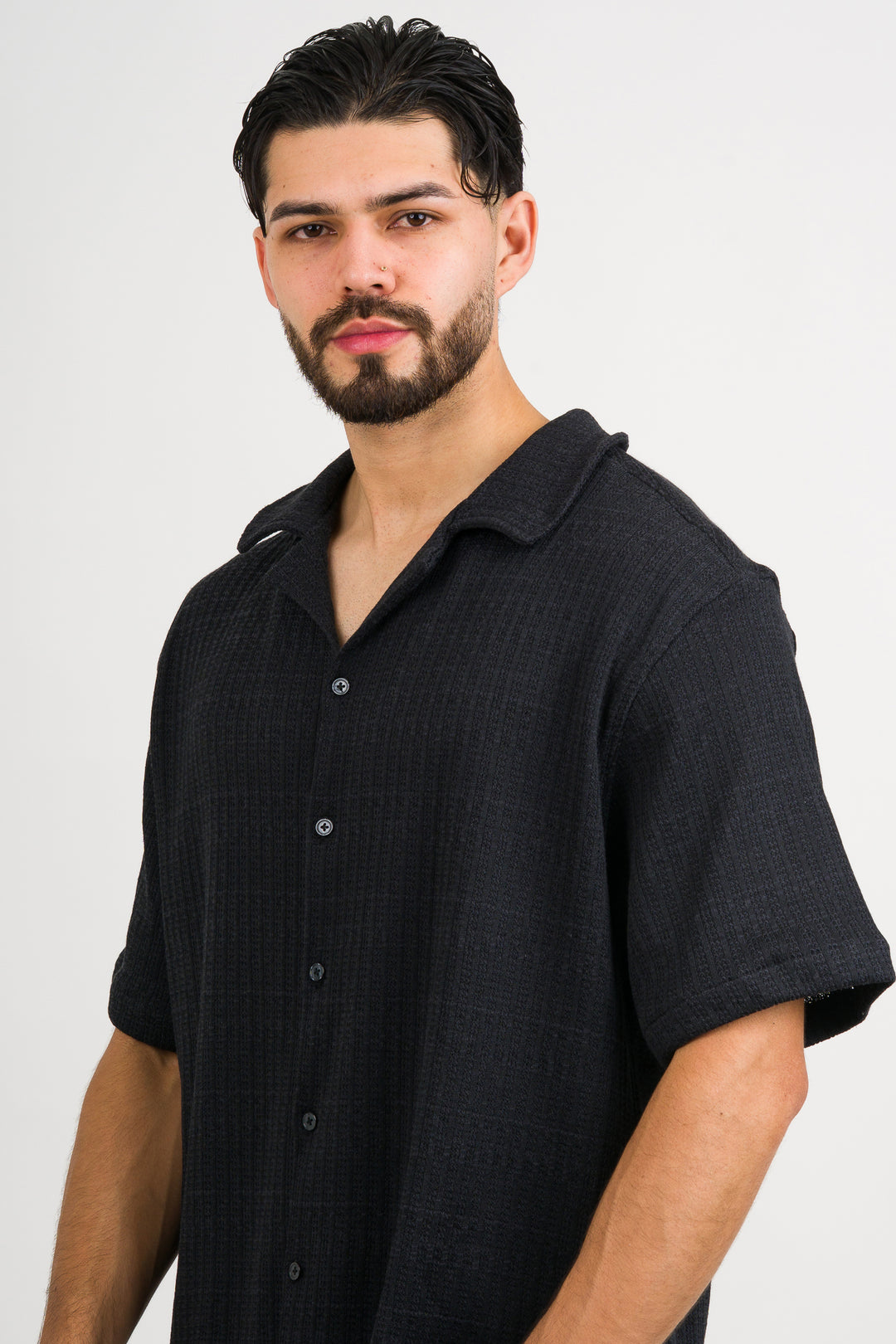 Camisa Over Tejida Md Negro