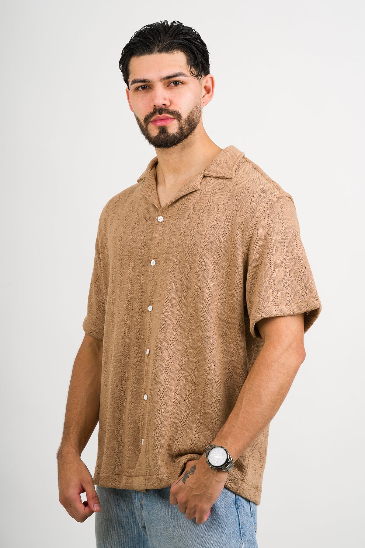 Camisa Over Tejida Mt café - Voszmen