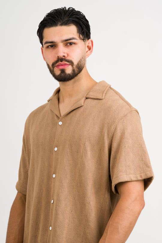 Camisa Over Tejida Mt café