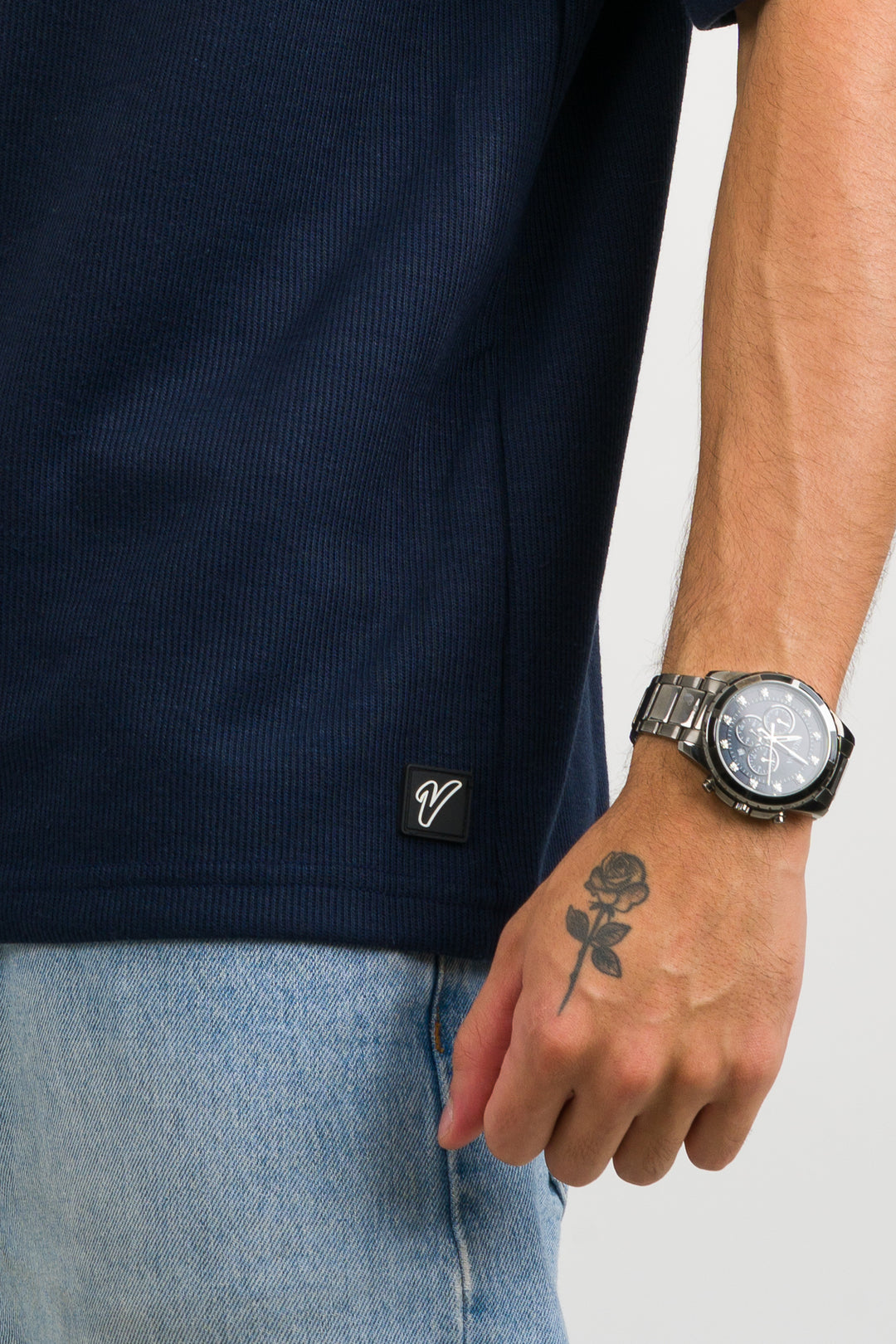 T-Shirt Over Text W Azul Marino