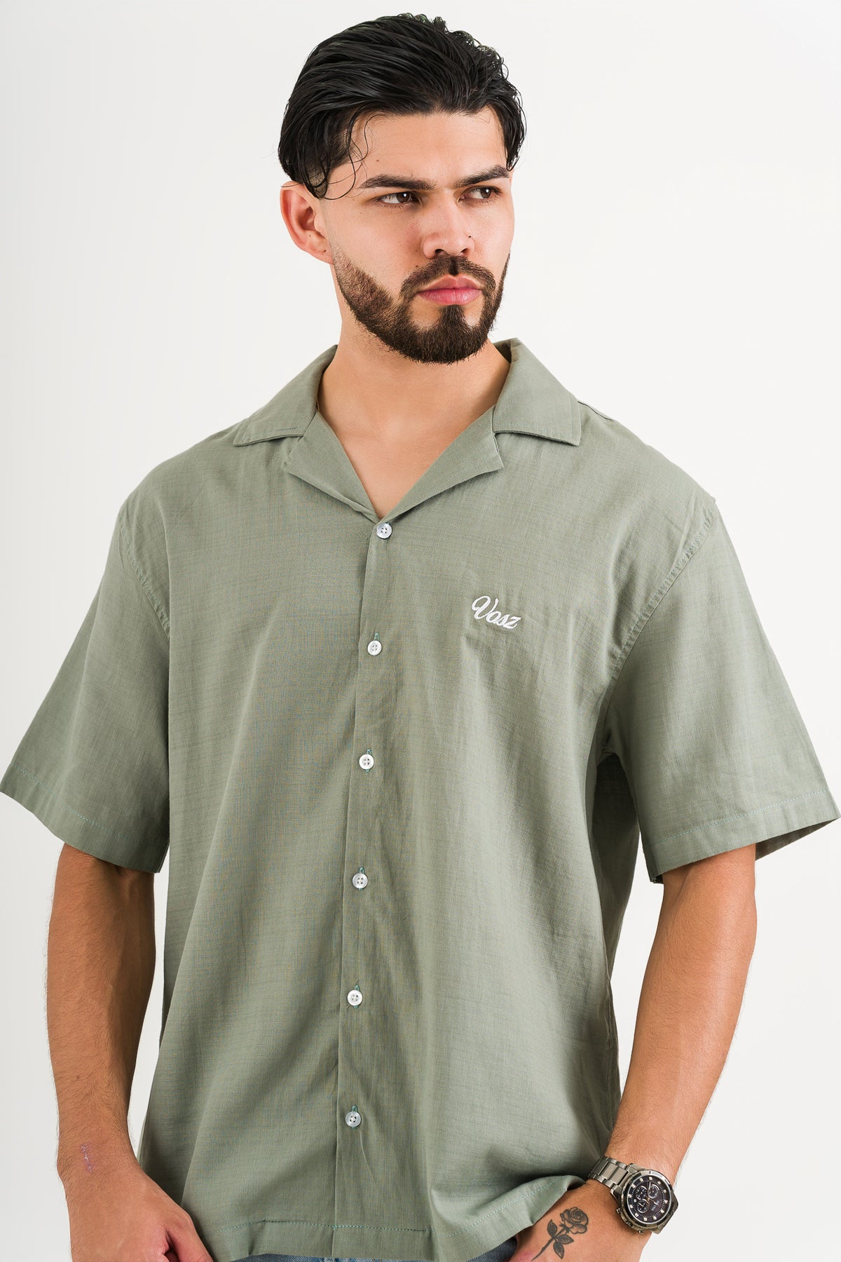 Camisa Over Lino Green Olive - Voszmen
