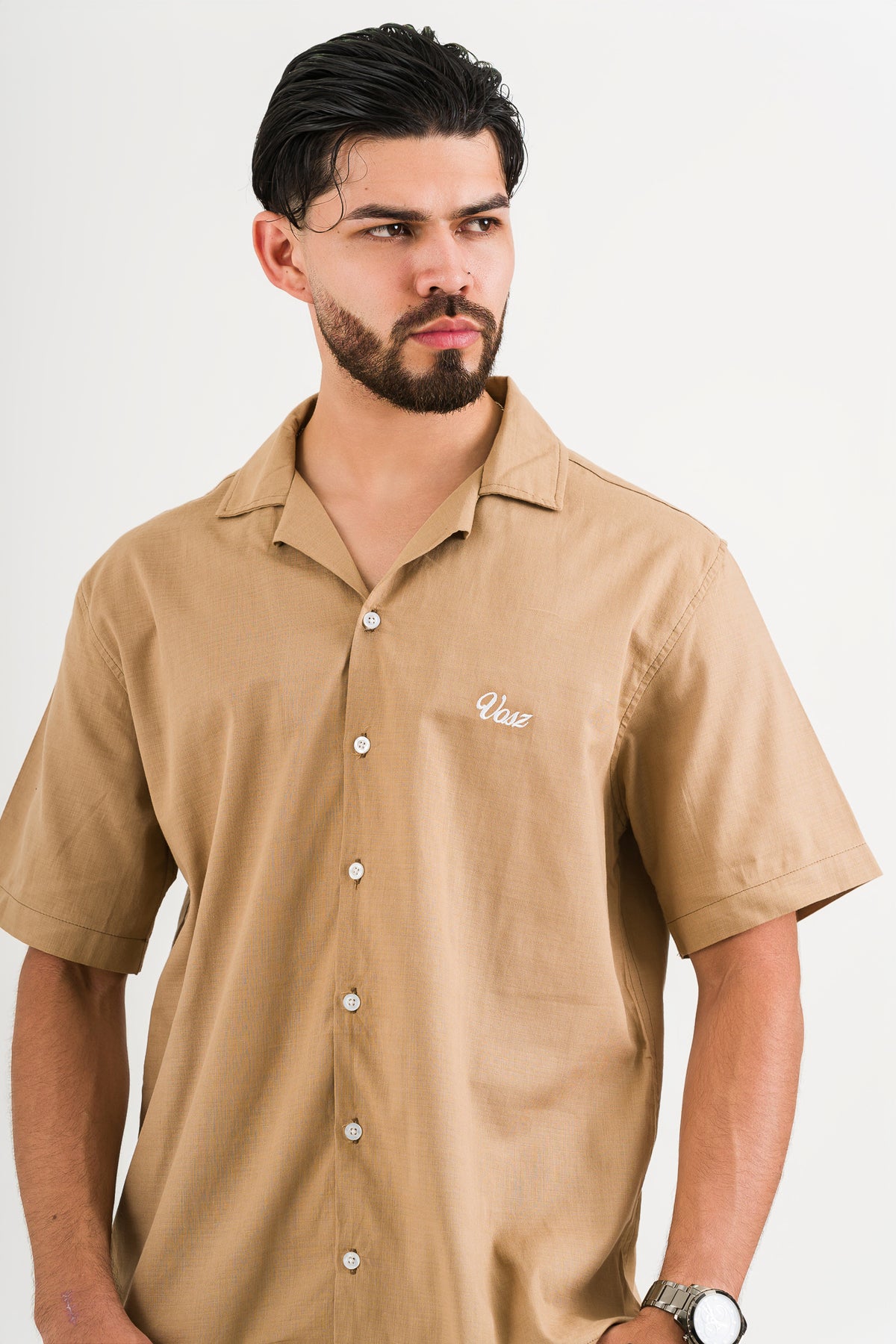 Camisa Over Lino Brown - Voszmen