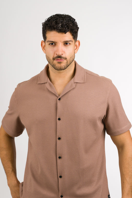 Camisa Text Q Café Claro