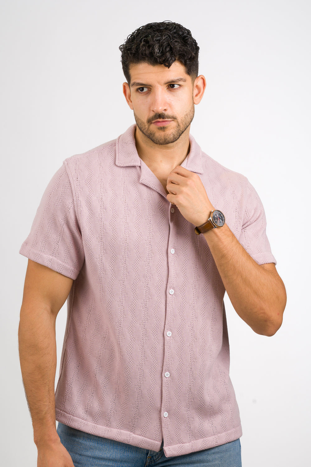 Camisa Over Tejida Mt Palo Rosa