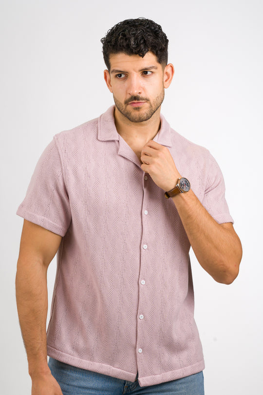 Camisa Over Tejida Mt Palo Rosa