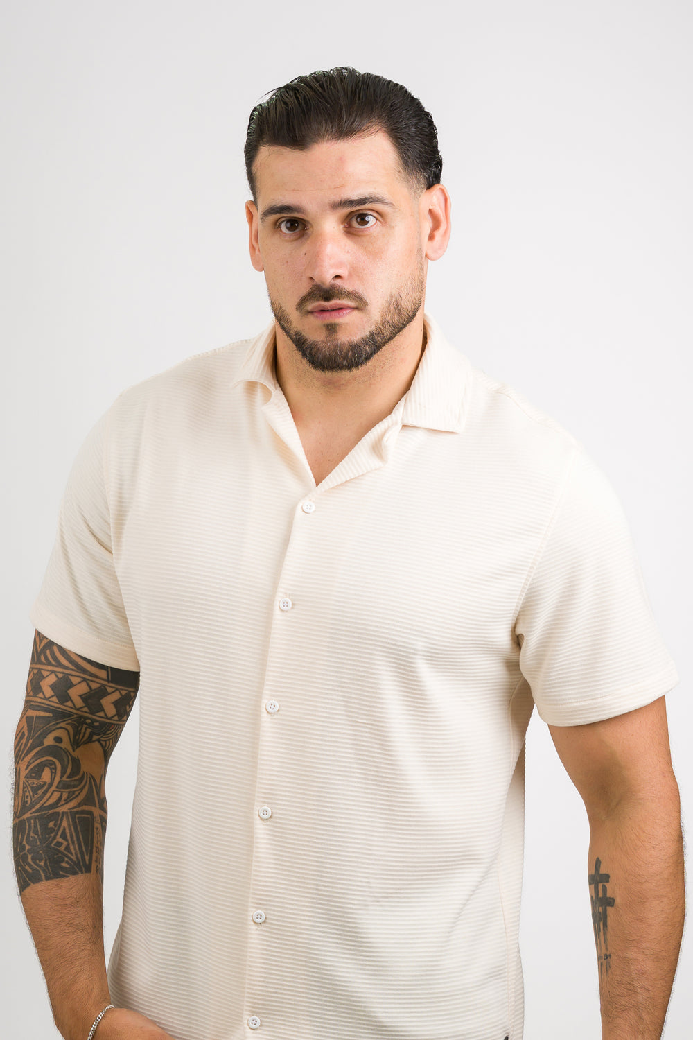 Camisa Text B Crema