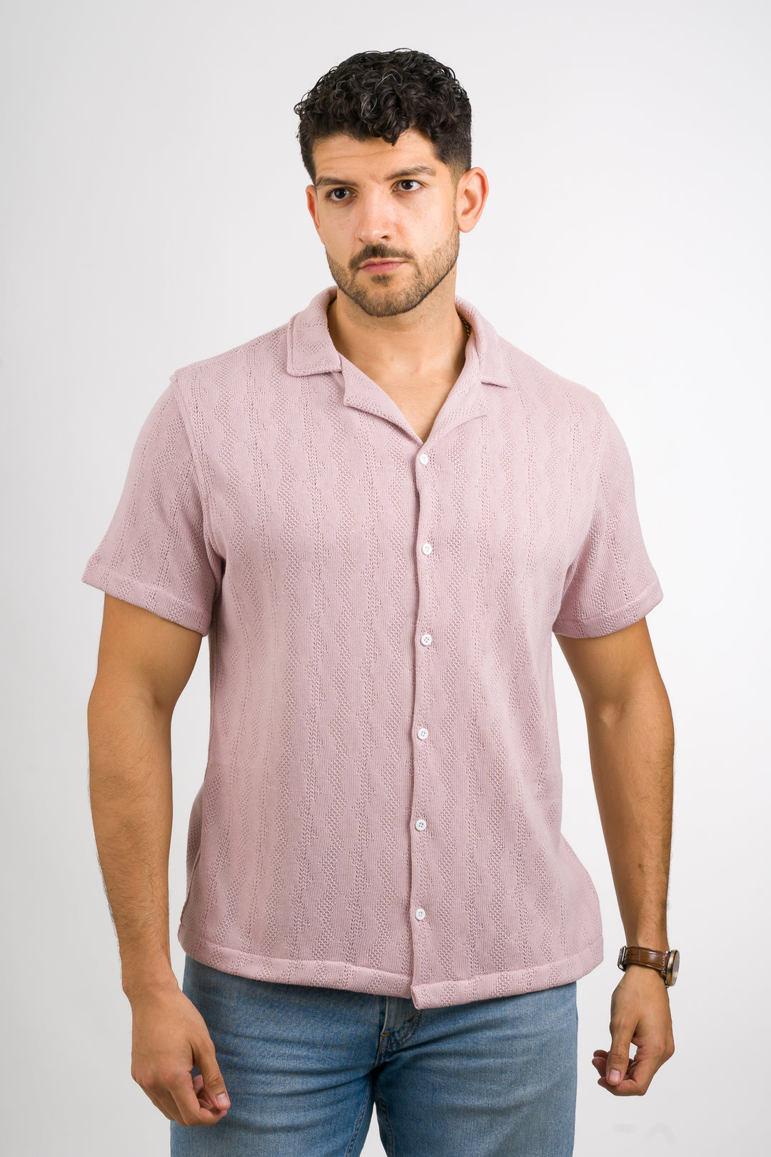 Camisa Over Tejida Mt Palo Rosa