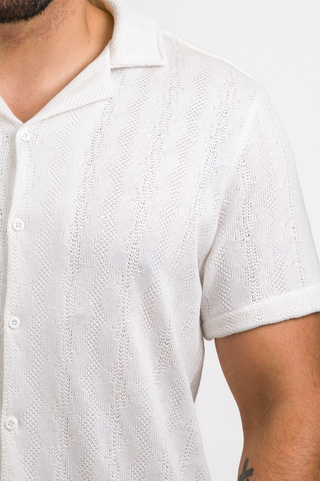 Camisa Over Tejida Mt Blanca