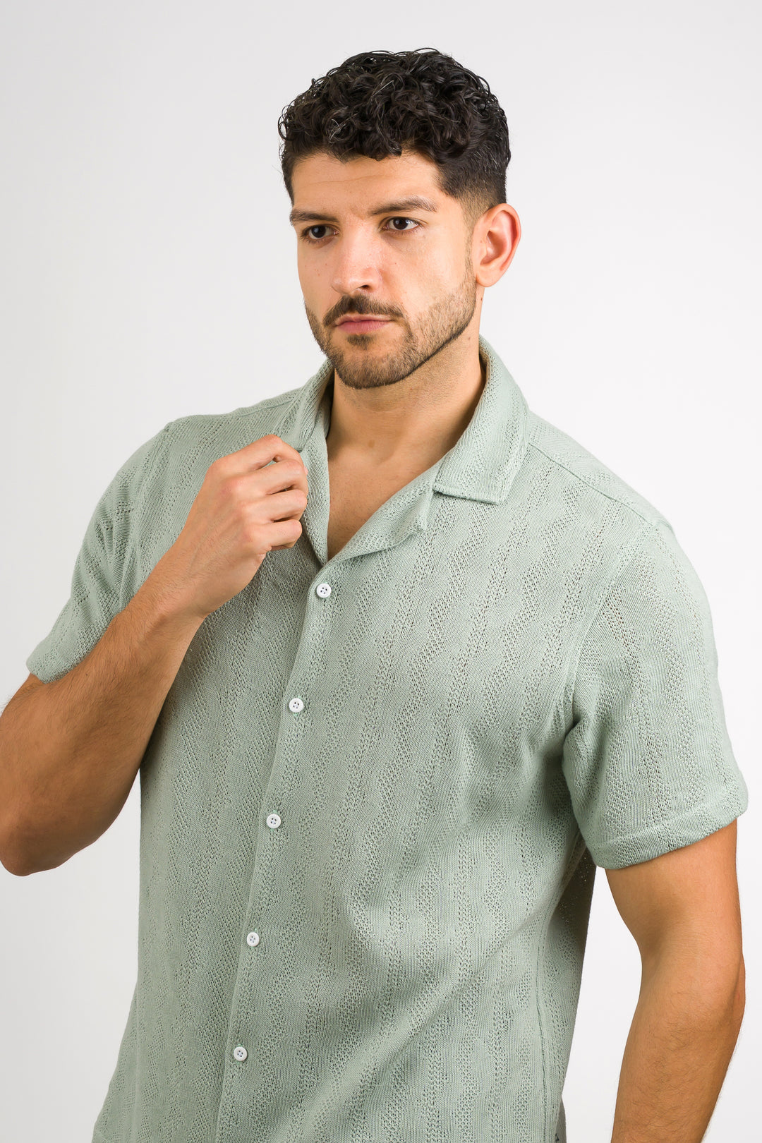 Camisa Over Tejida Mt Verde Pastel