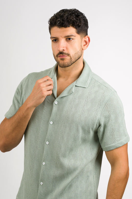 Camisa Over Tejida Mt Verde Pastel