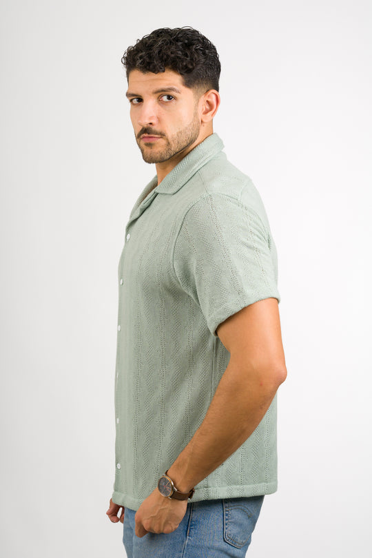 Camisa Over Tejida Mt Verde Pastel