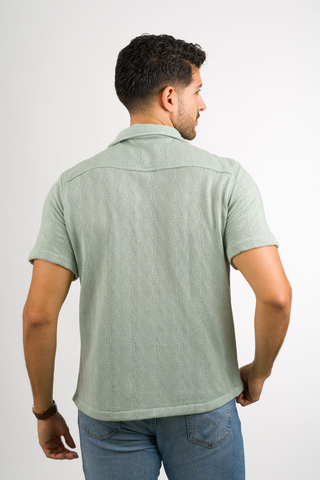Camisa Over Tejida Mt Verde Pastel